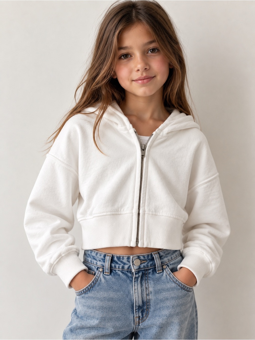 Zara cropped zip sweatshirt ~ size 8-9